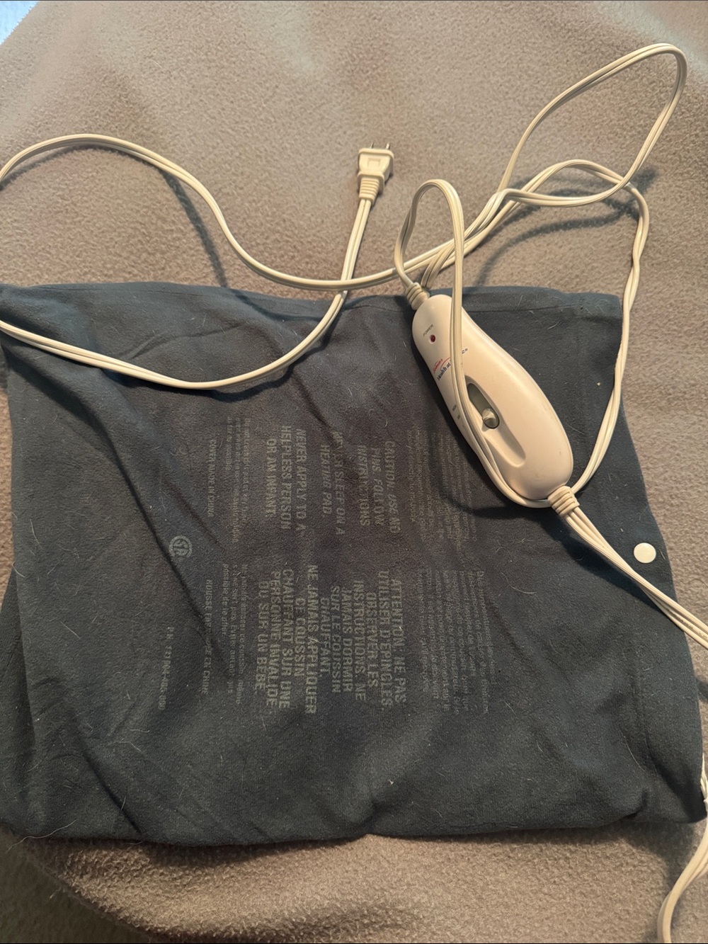 Electric Heating Pad with Controller - Black and Cream